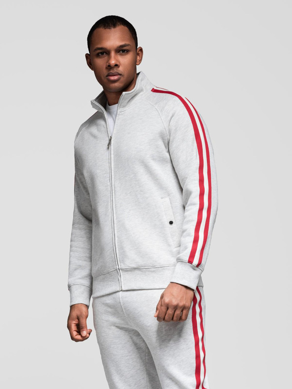 Ombre Clothing Pánska tepláková súprava mikina + tepláky - sivá melanž V1 Z114 Ombre Clothing