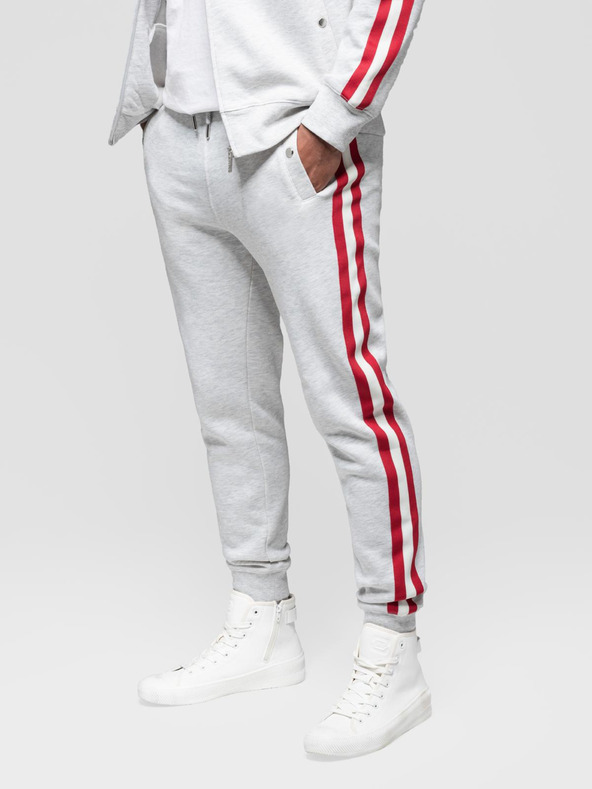 Ombre Clothing Pánska tepláková súprava mikina + tepláky - sivá melanž V1 Z114 Ombre Clothing