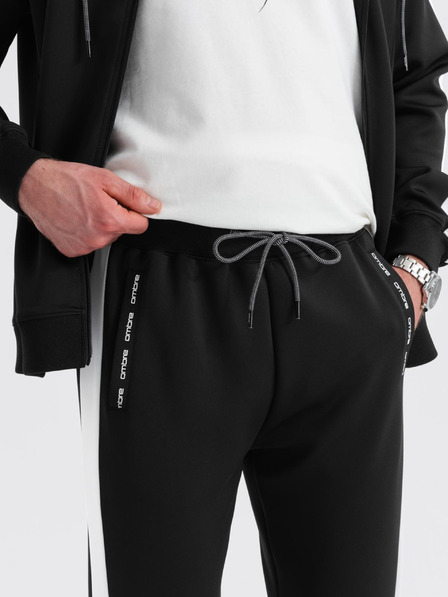 Ombre Clothing Pánska oldschoolová tepláková súprava mikina s kapucňou + nohavice jogger - čierna V1 Z118 Ombre Clothing