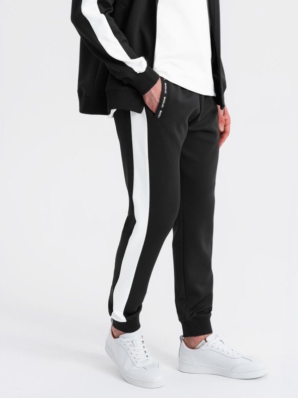 Ombre Clothing Pánska oldschoolová tepláková súprava mikina s kapucňou + nohavice jogger - čierna V1 Z118 Ombre Clothing