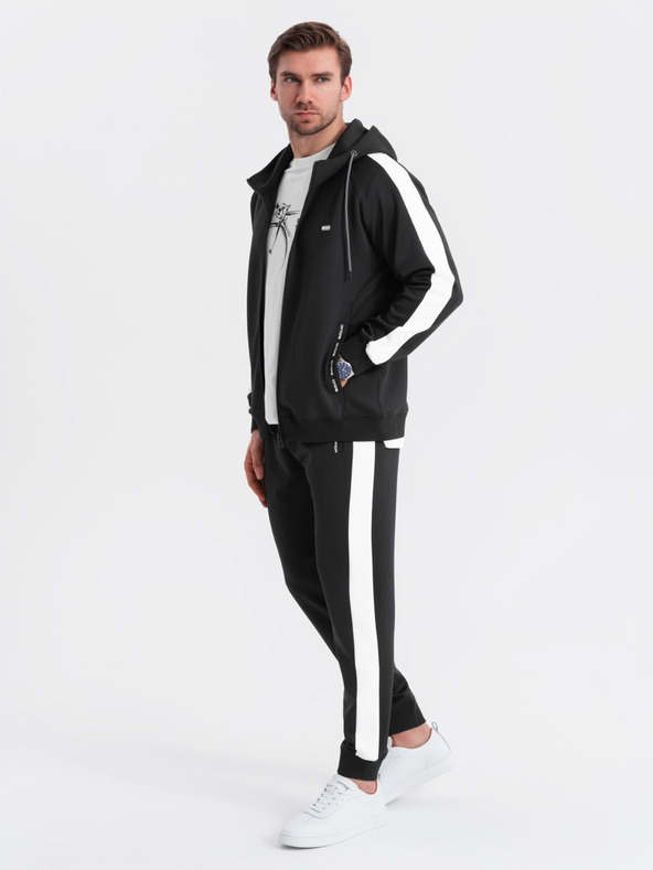 Ombre Clothing Pánska oldschoolová tepláková súprava mikina s kapucňou + nohavice jogger - čierna V1 Z118 Ombre Clothing