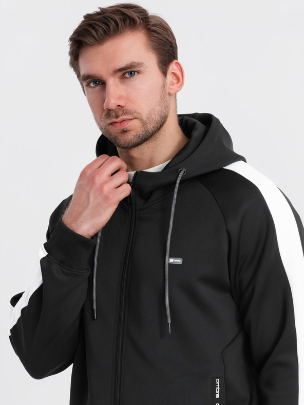 Ombre Clothing Pánska oldschoolová tepláková súprava mikina s kapucňou + nohavice jogger - čierna V1 Z118 Ombre Clothing