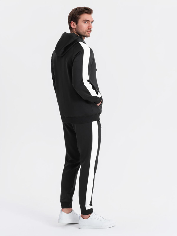 Ombre Clothing Pánska oldschoolová tepláková súprava mikina s kapucňou + nohavice jogger - čierna V1 Z118 Ombre Clothing
