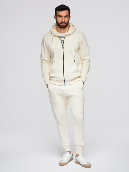 Ombre Clothing Pánska tepláková súprava mikina s kapucňou + nohavice jogger - krémová V11 Z119 Ombre Clothing