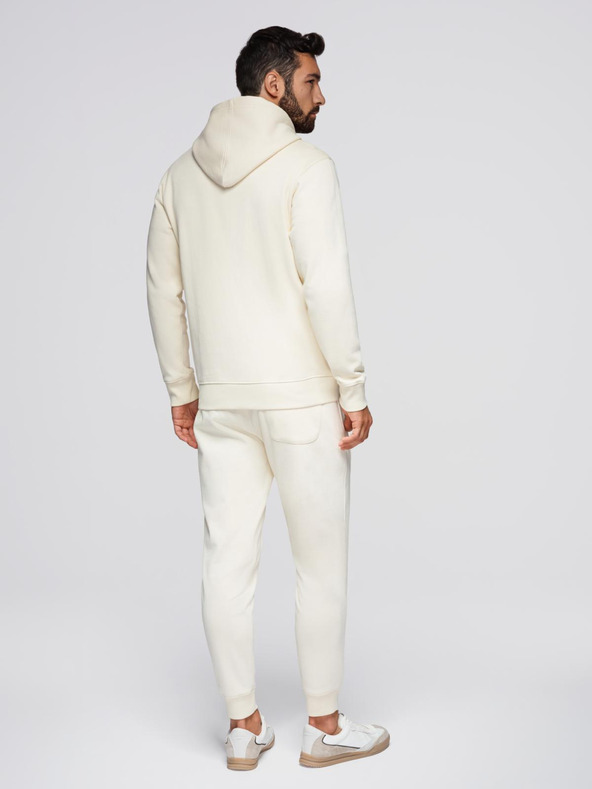 Ombre Clothing Pánska tepláková súprava mikina s kapucňou + nohavice jogger - krémová V11 Z119 Ombre Clothing