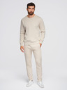 Ombre Clothing Pánska tepláková súprava mikina s okrúhlym výstrihom + nohavice regular fit - béžová V1 Z122 Ombre Clothing
