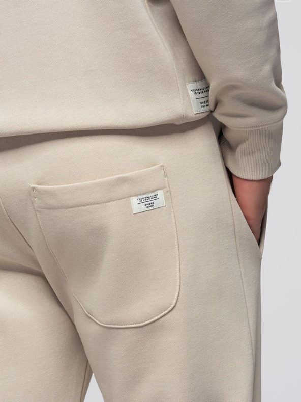 Ombre Clothing Pánska tepláková súprava mikina s okrúhlym výstrihom + nohavice regular fit - béžová V1 Z122 Ombre Clothing