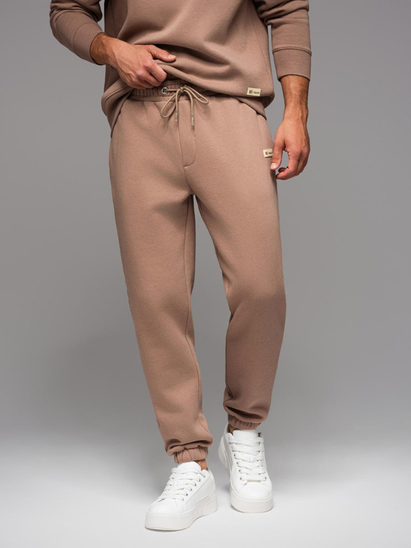 Ombre Clothing UNISEX tepláková súprava v športovom štýle s nohavicami a mikinou - hnedá V16 Z109 Ombre Clothing