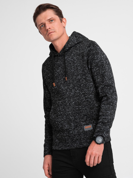 Ombre Clothing Pánska nezapínaná klokaní mikina s kapucňou - graphite melange V2 B1675 Ombre Clothing