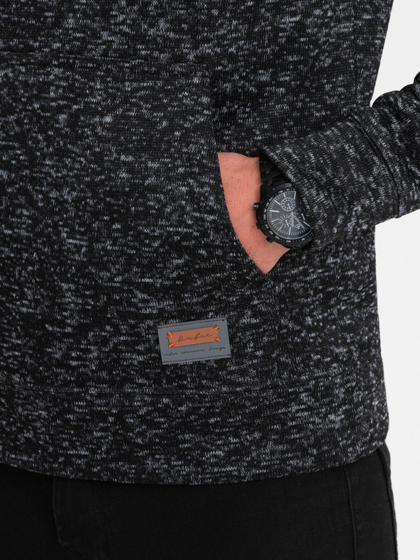 Ombre Clothing Pánska nezapínaná klokaní mikina s kapucňou - graphite melange V2 B1675 Ombre Clothing