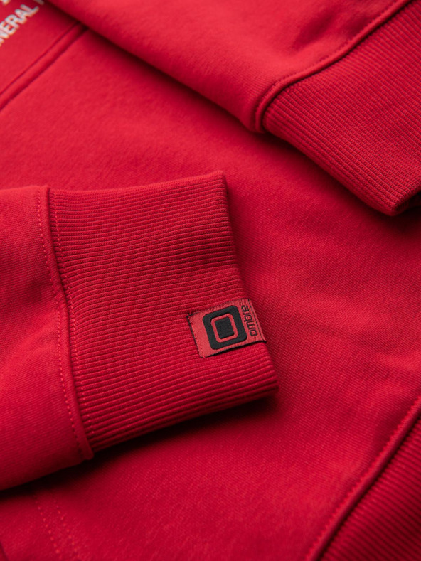 Ombre Clothing Pánska mikina s kapucňou a vysokoškolským potlačou - červená V1 B1714 Ombre Clothing