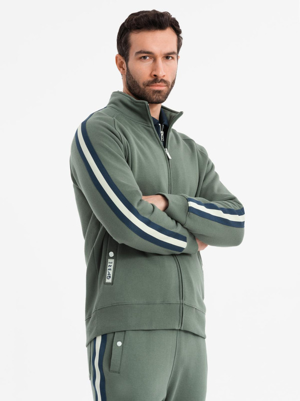 Ombre Clothing Pánska tepláková súprava mikina + tepláky jogger - olivová V2 Z114 Ombre Clothing