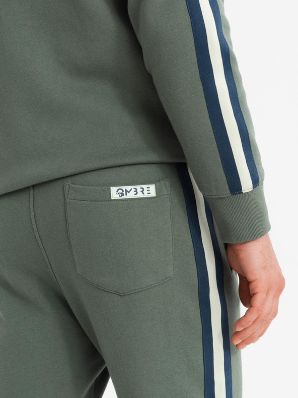 Ombre Clothing Pánska tepláková súprava mikina + tepláky jogger - olivová V2 Z114 Ombre Clothing