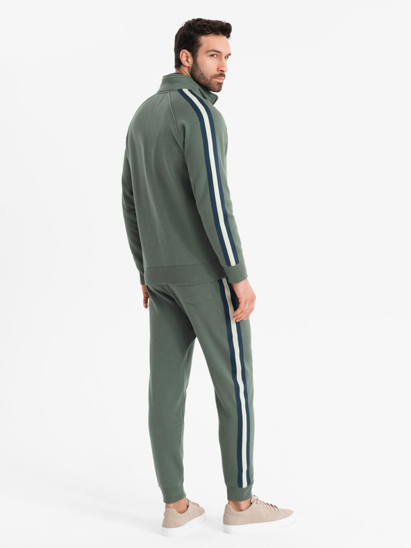 Ombre Clothing Pánska tepláková súprava mikina + tepláky jogger - olivová V2 Z114 Ombre Clothing