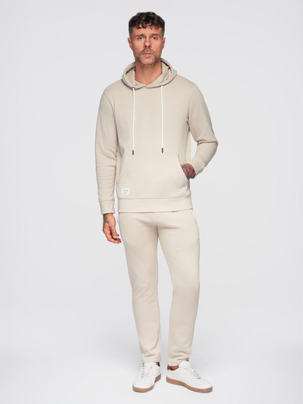 Ombre Clothing Pánska tepláková súprava mikina + nohavice regular fit - béžová V1 Z120 Ombre Clothing