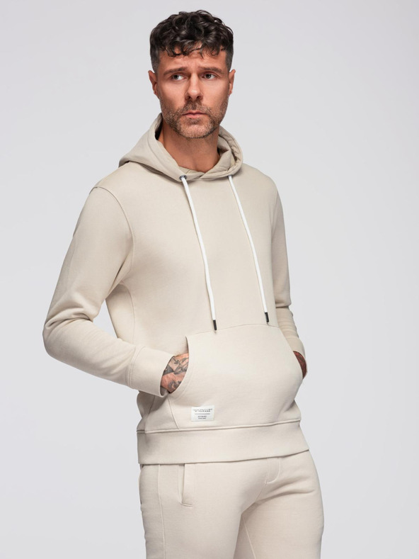 Ombre Clothing Pánska tepláková súprava mikina + nohavice regular fit - béžová V1 Z120 Ombre Clothing