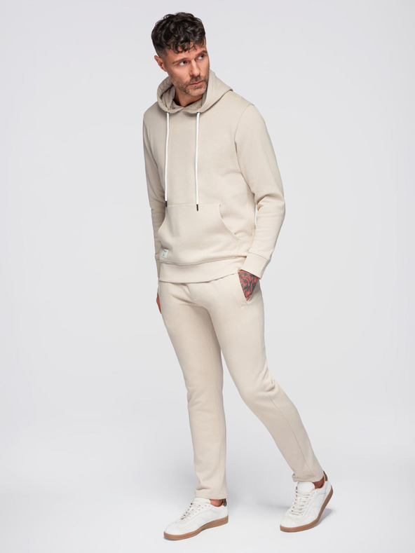 Ombre Clothing Pánska tepláková súprava mikina + nohavice regular fit - béžová V1 Z120 Ombre Clothing