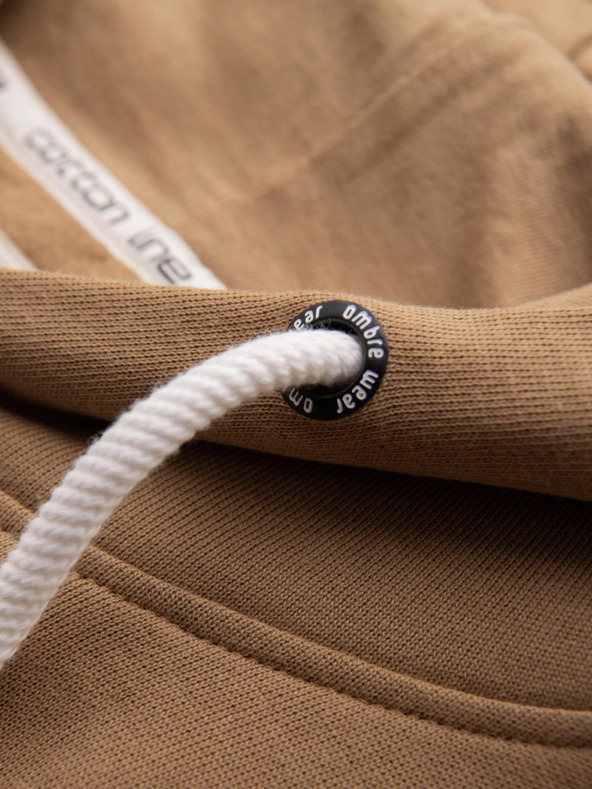 Ombre Clothing Pánska mikina BASIC s klokankou a kapucňou - hnedá V2 B1674 Ombre Clothing