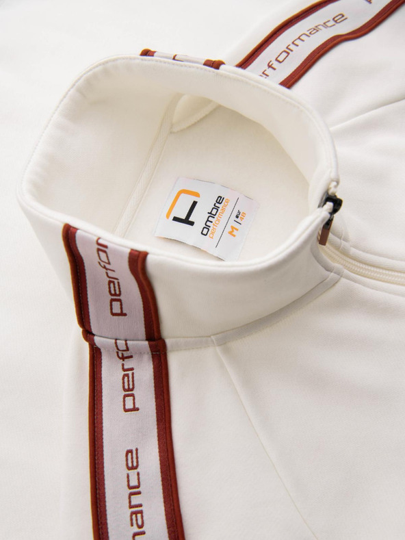 Ombre Clothing Pánska elastická mikina s lemovaním a vysokým golierom - krémová V2 OM-SSZP-0224 Ombre Clothing