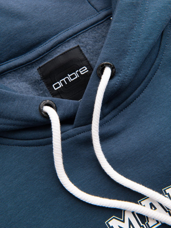 Ombre Clothing Pánska športová mikina s veľkou potlačou - tmavo modrá V2 B1714 Ombre Clothing