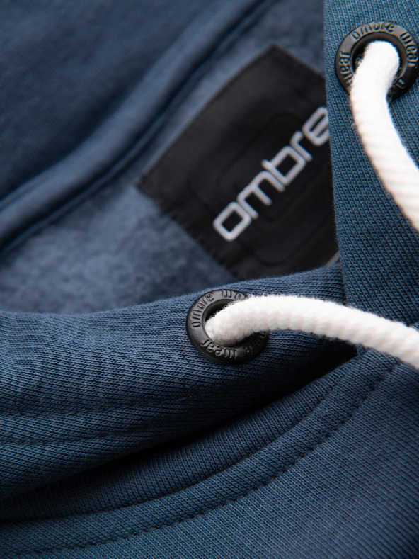 Ombre Clothing Pánska športová mikina s veľkou potlačou - tmavo modrá V2 B1714 Ombre Clothing