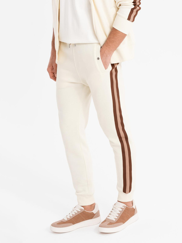 Ombre Clothing Pánska tepláková súprava mikina + tepláky joggers - krémová V3 Z114 Ombre Clothing