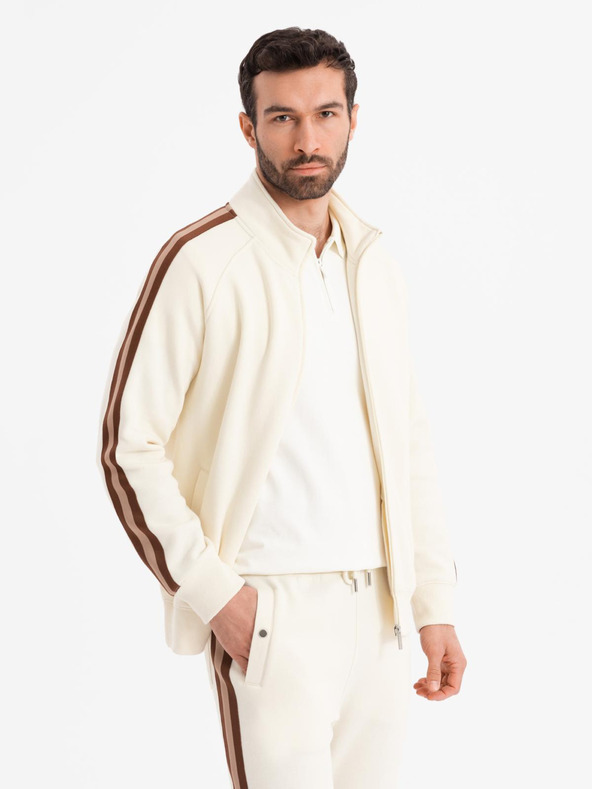 Ombre Clothing Pánska tepláková súprava mikina + tepláky joggers - krémová V3 Z114 Ombre Clothing