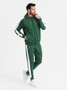 Ombre Clothing Pánska oldschoolová tepláková súprava mikina s kapucňou + nohavice jogger - tmavo zelená V7 Z118 Ombre Clothing