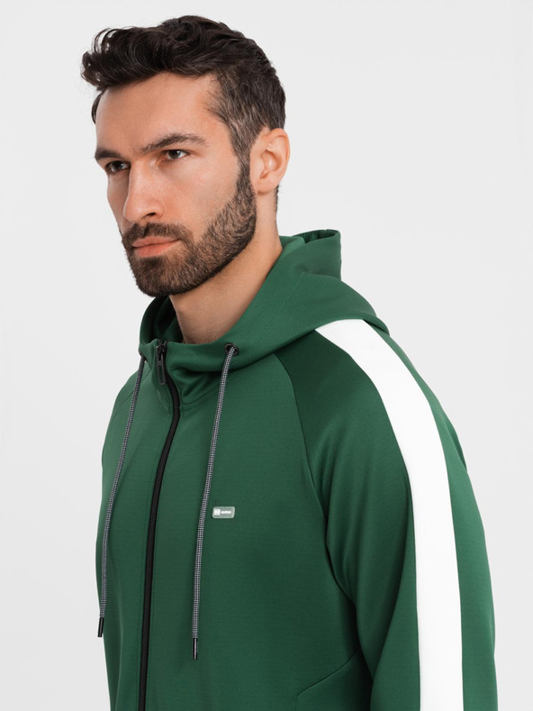 Ombre Clothing Pánska oldschoolová tepláková súprava mikina s kapucňou + nohavice jogger - tmavo zelená V7 Z118 Ombre Clothing