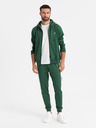 Ombre Clothing Pánska oldschoolová tepláková súprava mikina s kapucňou + nohavice jogger - tmavo zelená V7 Z118 Ombre Clothing