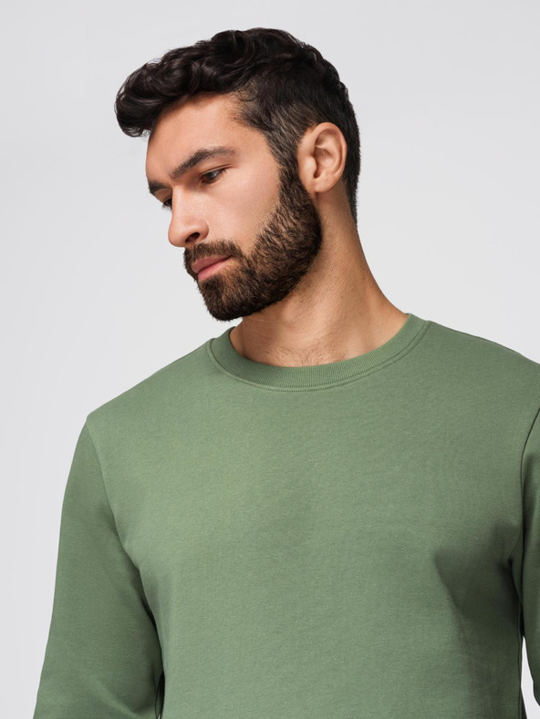 Ombre Clothing Pánska tepláková súprava mikina s okrúhlym výstrihom + nohavice regular fit - svetlo zelená V3 Z122 Ombre Clothing