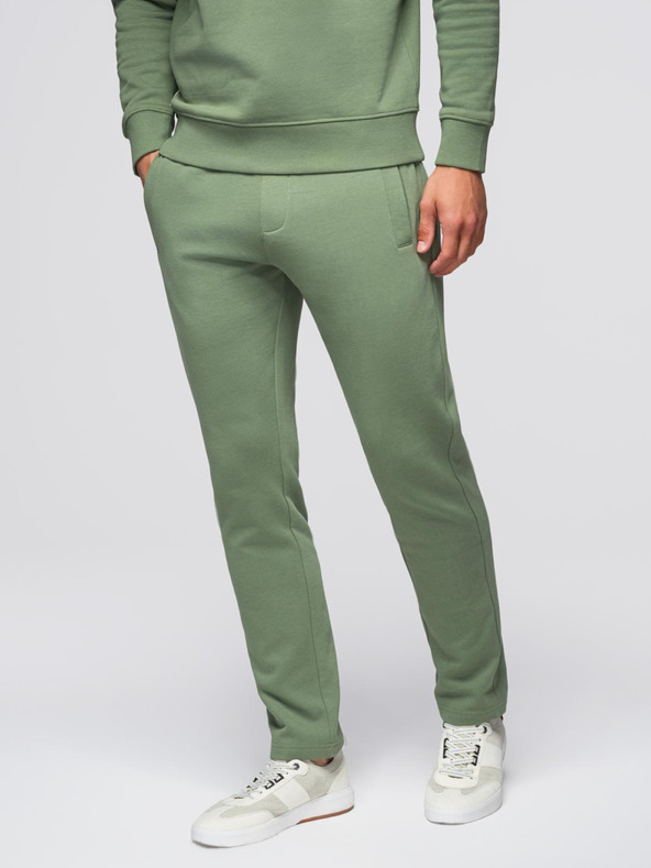 Ombre Clothing Pánska tepláková súprava mikina s okrúhlym výstrihom + nohavice regular fit - svetlo zelená V3 Z122 Ombre Clothing