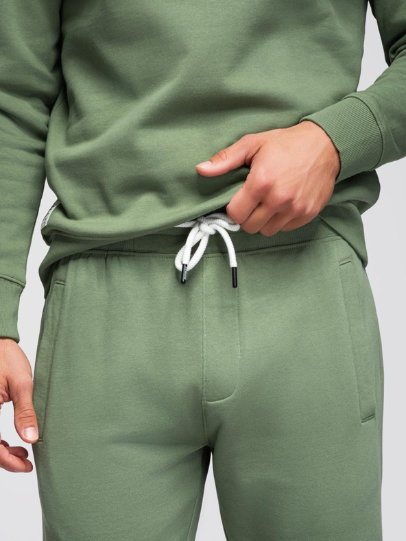 Ombre Clothing Pánska tepláková súprava mikina s okrúhlym výstrihom + nohavice regular fit - svetlo zelená V3 Z122 Ombre Clothing