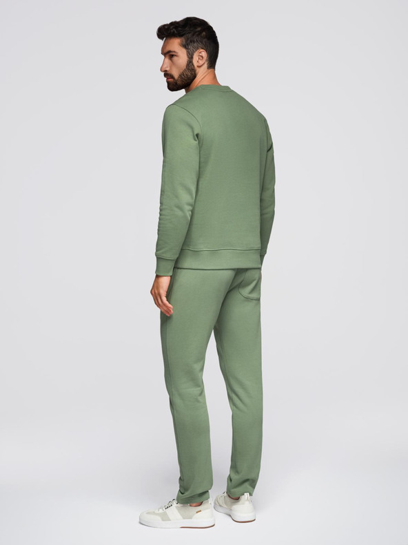Ombre Clothing Pánska tepláková súprava mikina s okrúhlym výstrihom + nohavice regular fit - svetlo zelená V3 Z122 Ombre Clothing