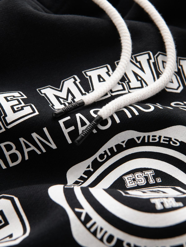 Ombre Clothing Pánska mikina s kapucňou a grafikou - čierna V3 B1714 Ombre Clothing