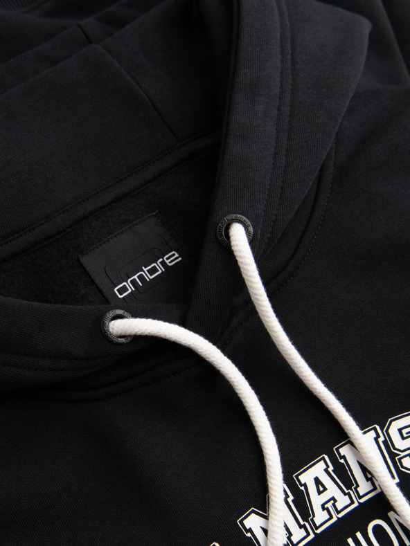 Ombre Clothing Pánska mikina s kapucňou a grafikou - čierna V3 B1714 Ombre Clothing