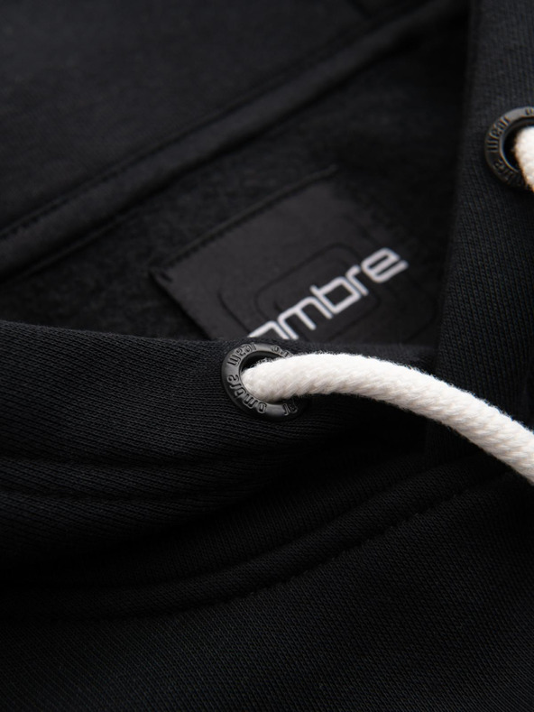 Ombre Clothing Pánska mikina s kapucňou a grafikou - čierna V3 B1714 Ombre Clothing