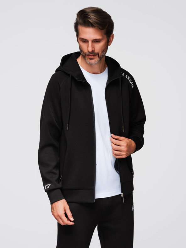 Ombre Clothing Pánska tepláková súprava mikina s kapucňou + tepláky jogger - čierna V1 Z115 Ombre Clothing