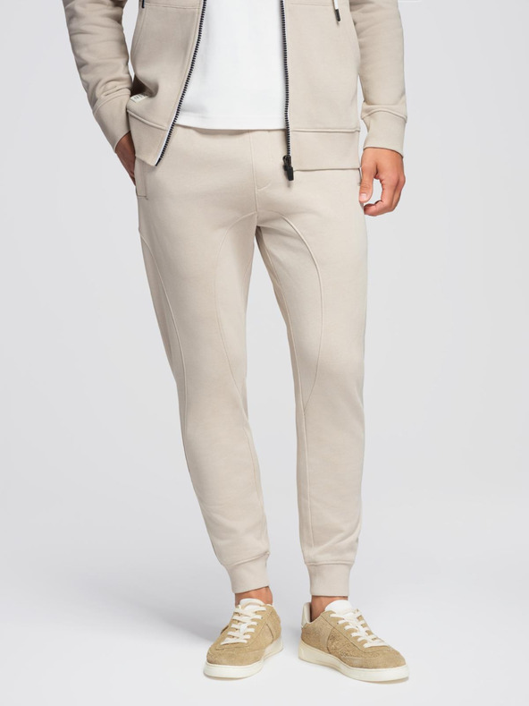 Ombre Clothing Pánska tepláková súprava mikina s kapucňou + nohavice jogger - béžová V1 Z119 Ombre Clothing