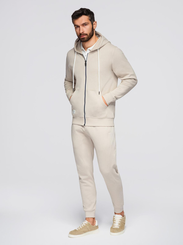 Ombre Clothing Pánska tepláková súprava mikina s kapucňou + nohavice jogger - béžová V1 Z119 Ombre Clothing