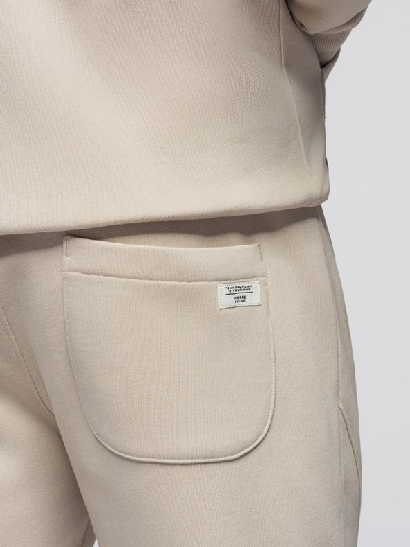 Ombre Clothing Pánska tepláková súprava mikina s kapucňou + nohavice jogger - béžová V1 Z119 Ombre Clothing