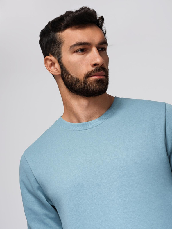 Ombre Clothing Pánska tepláková súprava mikina s okrúhlym výstrihom + nohavice regular fit - svetlo modrá V7 Z122 Ombre Clothing