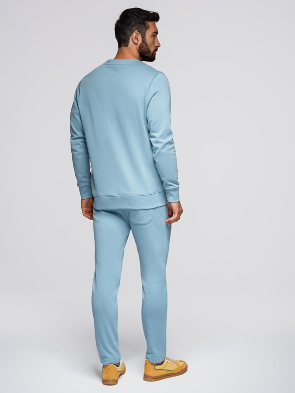 Ombre Clothing Pánska tepláková súprava mikina s okrúhlym výstrihom + nohavice regular fit - svetlo modrá V7 Z122 Ombre Clothing