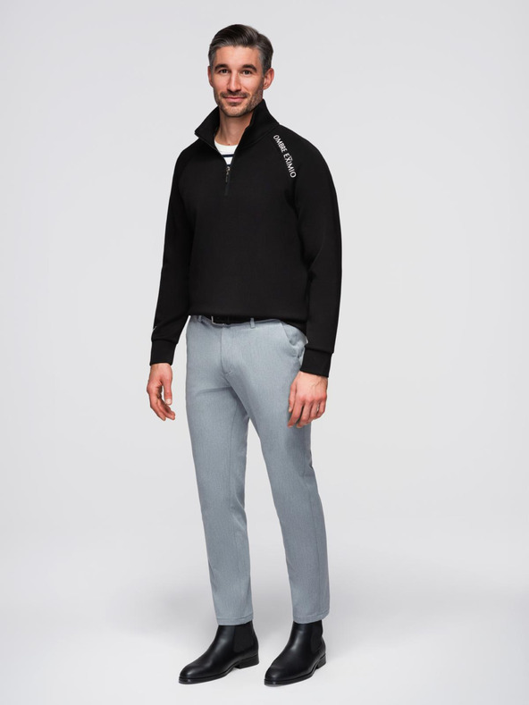 Ombre Clothing Pánska mikina s vysokým stojačikom a kontrastným potlačou - čierna V1 OM-SSZP-0211 Ombre Clothing