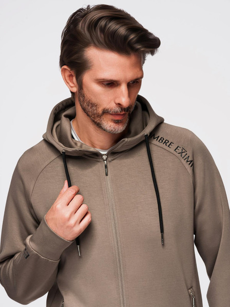 Ombre Clothing Pánska tepláková súprava mikina s kapucňou + tepláky jogger - sivohnedá V3 Z115 Ombre Clothing