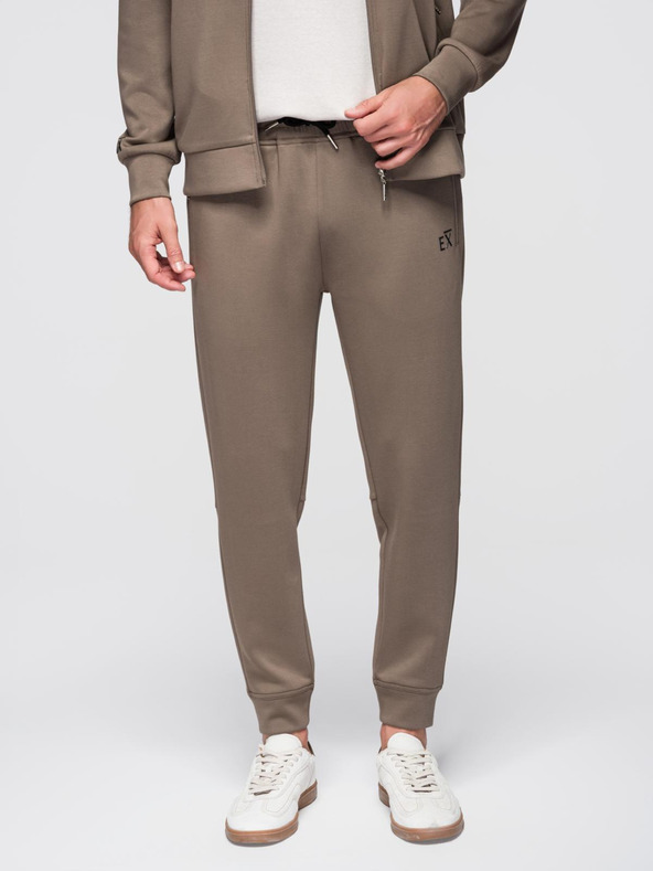 Ombre Clothing Pánska tepláková súprava mikina s kapucňou + tepláky jogger - sivohnedá V3 Z115 Ombre Clothing