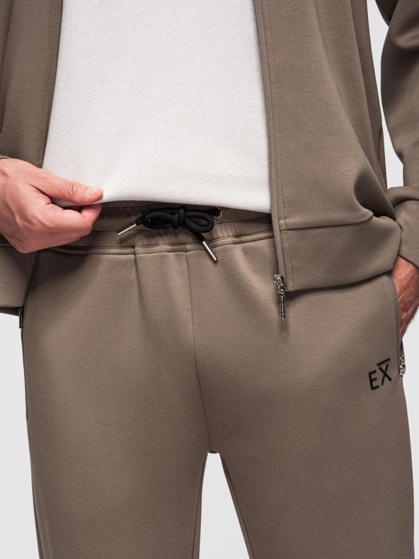 Ombre Clothing Pánska tepláková súprava mikina s kapucňou + tepláky jogger - sivohnedá V3 Z115 Ombre Clothing