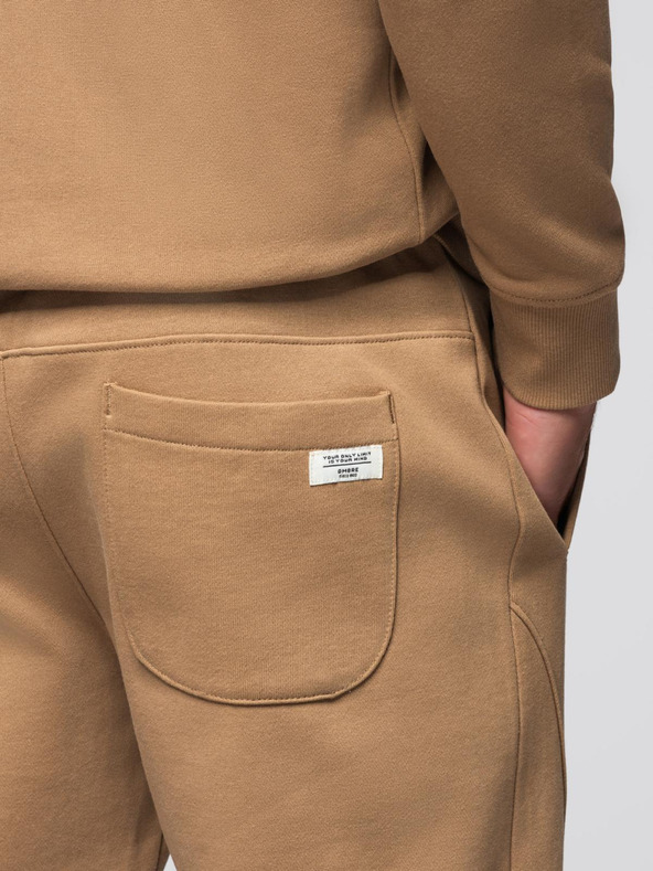 Ombre Clothing Pánska tepláková súprava mikina s kapucňou + nohavice jogger - camel V2 Z119 Ombre Clothing