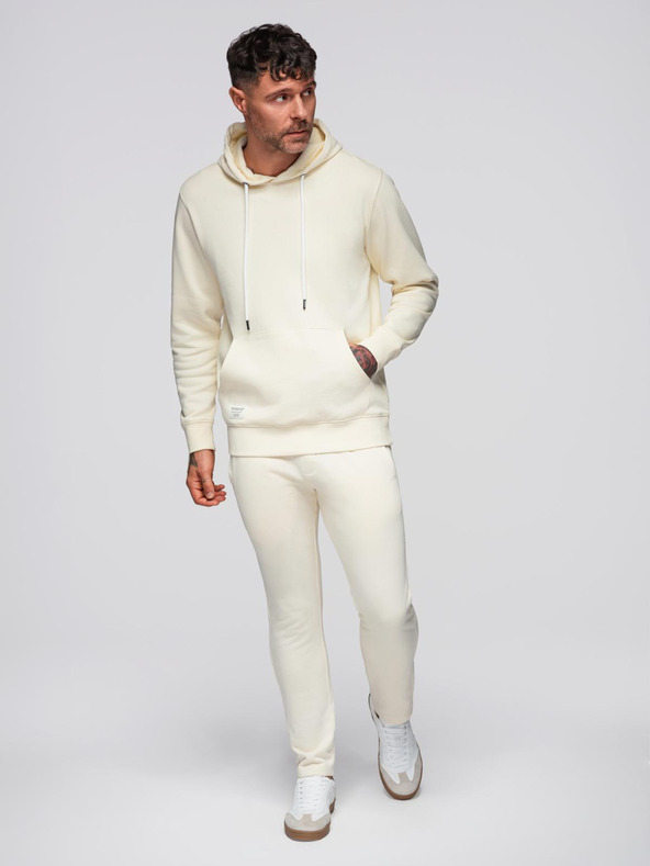 Ombre Clothing Pánska tepláková súprava mikina + nohavice regular fit - krémová V11 Z120 Ombre Clothing