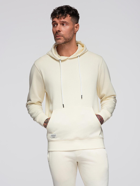 Ombre Clothing Pánska tepláková súprava mikina + nohavice regular fit - krémová V11 Z120 Ombre Clothing